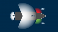 Vidnost luči na plovilu dolžine 20 m ali več, toda dolžine manj kot 50 m