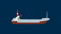 Brod koji obavlja podvodne radove (ograničene sposobnosti manevriranja, ne kreće se kroz vodu, sa zaprekom na lijevoj strani) - svjetla